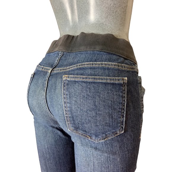 Old Navy Maternity Low Rise Boot Cut Knit Panel Womens Jeans Tag 30 Blue W30xL31 - Picture 2 of 12